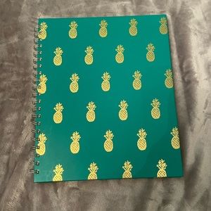 Large gold pineapple blue notebook